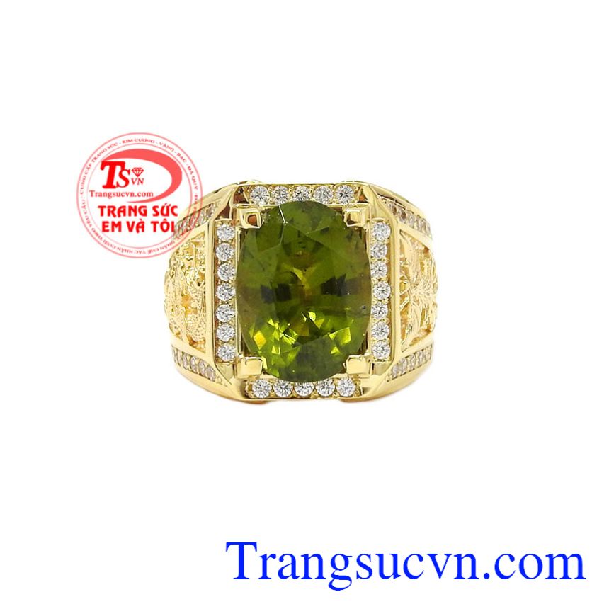 Nhẫn nam vàng Peridot sang trọng, Nhẫn nam peridot Nhẫn nam vàng Peridot sang trọng, Nhẫn nam peridot