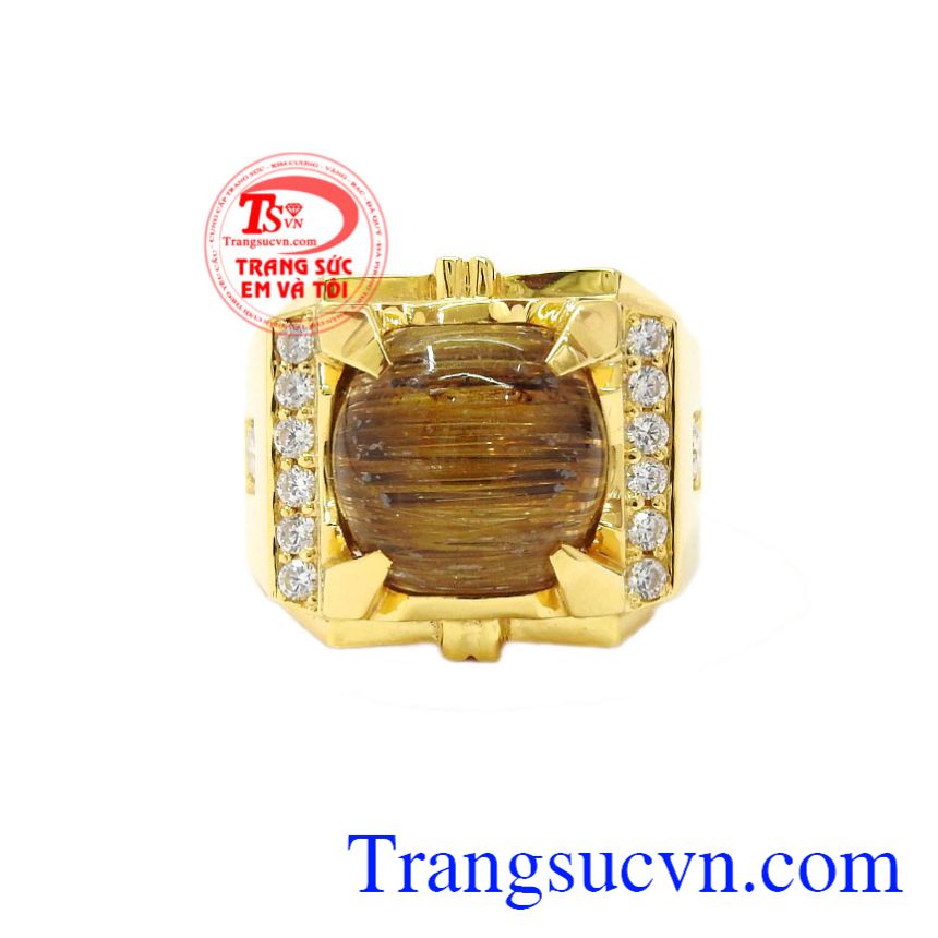 Nhẫn nam vàng thạch anh tóc đẹp, Nhẫn nam thạch anh Nhẫn nam vàng thạch anh tóc đẹp, Nhẫn nam thạch anh