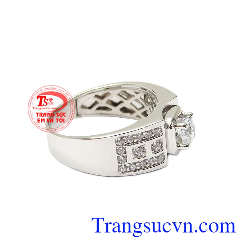 Nhẫn nam vàng trắng thành đạt, Nhẫn vàng trắng nam Nhẫn nam vàng trắng thành đạt, Nhẫn vàng trắng nam