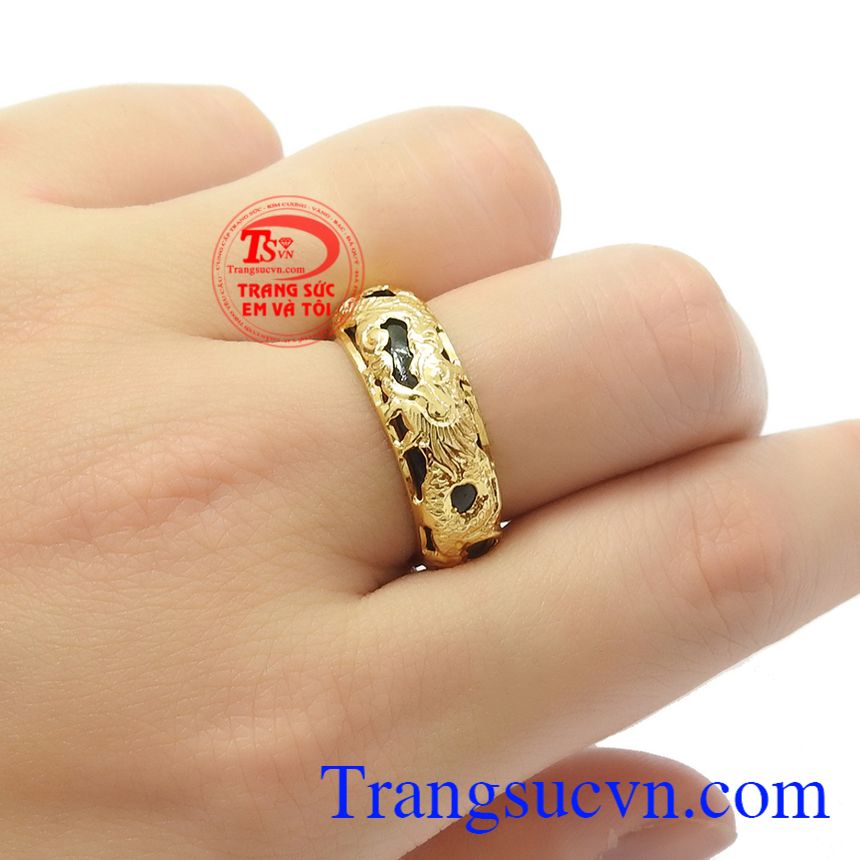 Nhẫn ngọc rồng vàng 10k,Nhẫn ngọc rồng vàng,Nhẫn nam đẹp