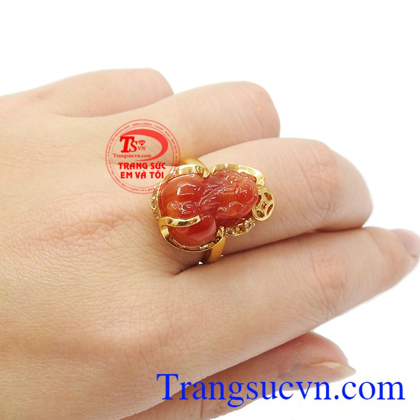 Nhẫn nữ 14k tỳ hưu chi&ecirc;u lộc,Nhẫn nữ tỳ hưu,Nhẫn nữ đẹp