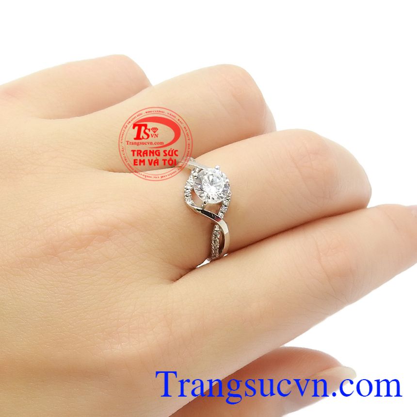 Nhẫn nữ Korea 10k dịu dàng,Nhẫn nữ vàng trắng,Trang sức nữ