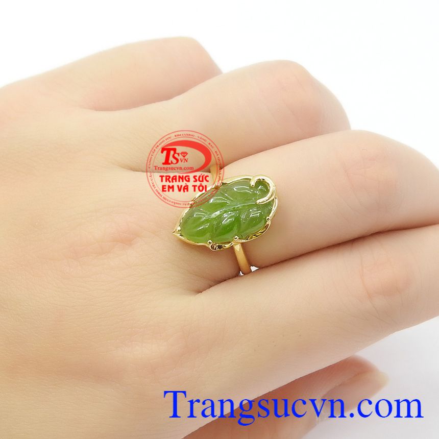 Nhẫn nữ Nephrite vàng 14k đẹp,Nhẫn nữ đá quý,Ngọc cẩm thạch