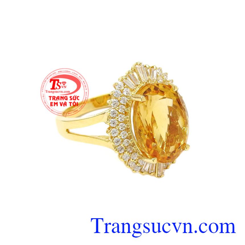 Nhẫn nữ thạch anh vàng ấn tượng, Nhẫn nữ thạch anh vàng Nhẫn nữ thạch anh vàng ấn tượng, Nhẫn nữ thạch anh vàng