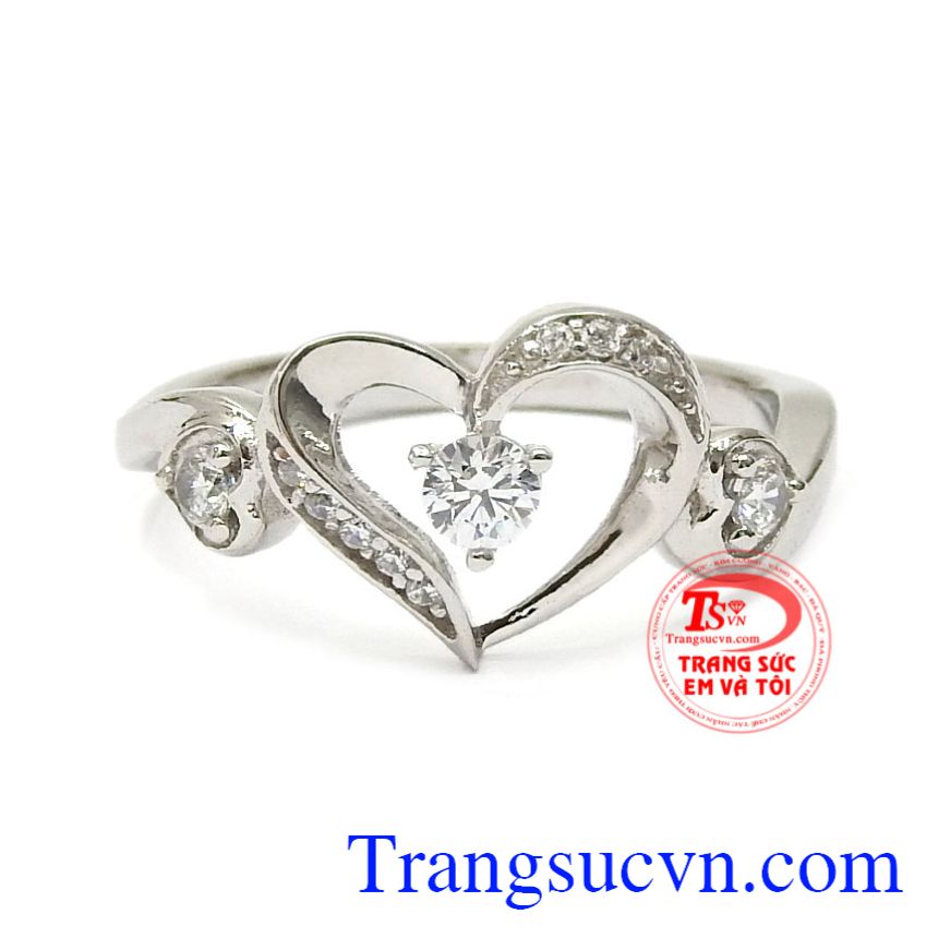 Nhẫn nữ vàng trái tim hạnh phúc, Nhẫn nữ vàng trắng Nhẫn nữ vàng trái tim hạnh phúc, Nhẫn nữ vàng trắng