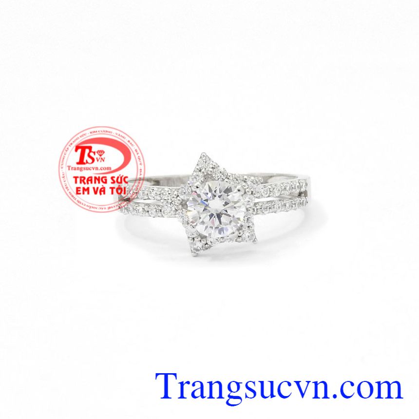 Nhẫn nữ vàng trắng ngôi sao lấp lánh, Nhẫn nữ vàng trắng Nhẫn nữ vàng trắng ngôi sao lấp lánh, Nhẫn nữ vàng trắng