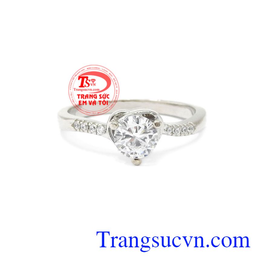 Nhẫn nữ vàng trắng trái tim đẹp, Nhẫn nữ vàng trắng Nhẫn nữ vàng trắng trái tim đẹp, Nhẫn nữ vàng trắng