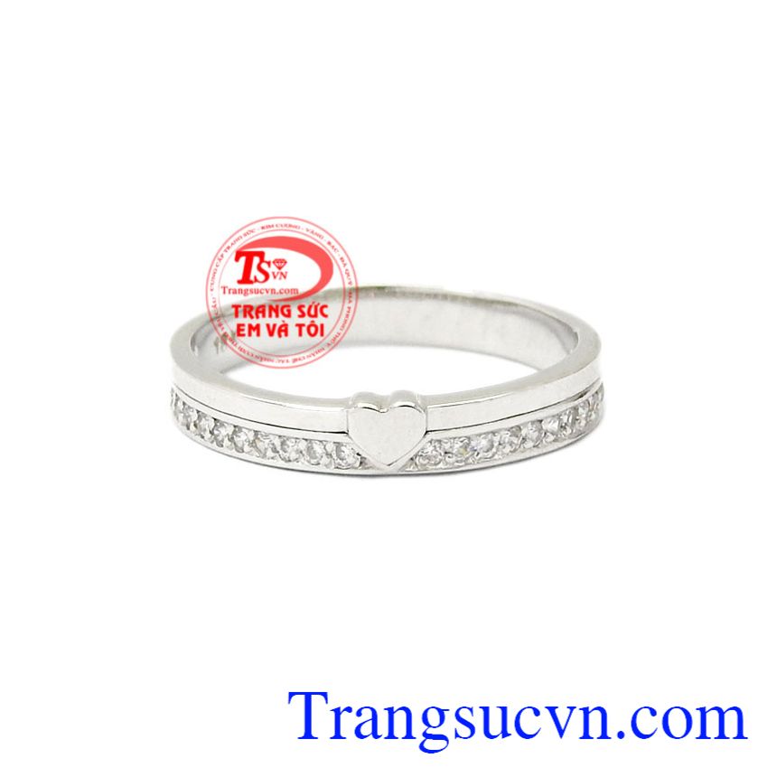 Nhẫn nữ vàng trắng trái tim nhỏ xinh, Nhẫn nữ vàng trắng Nhẫn nữ vàng trắng trái tim nhỏ xinh, Nhẫn nữ vàng trắng