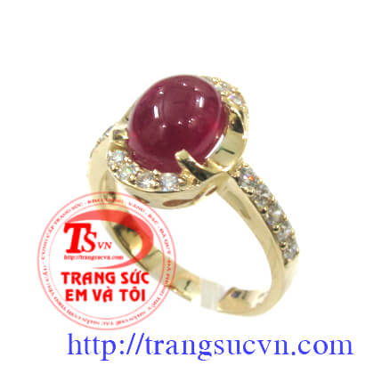 Ruby cabachon đỏ đậm, Nhẫn nữ ruby Ruby cabachon đỏ đậm, Nhẫn nữ ruby