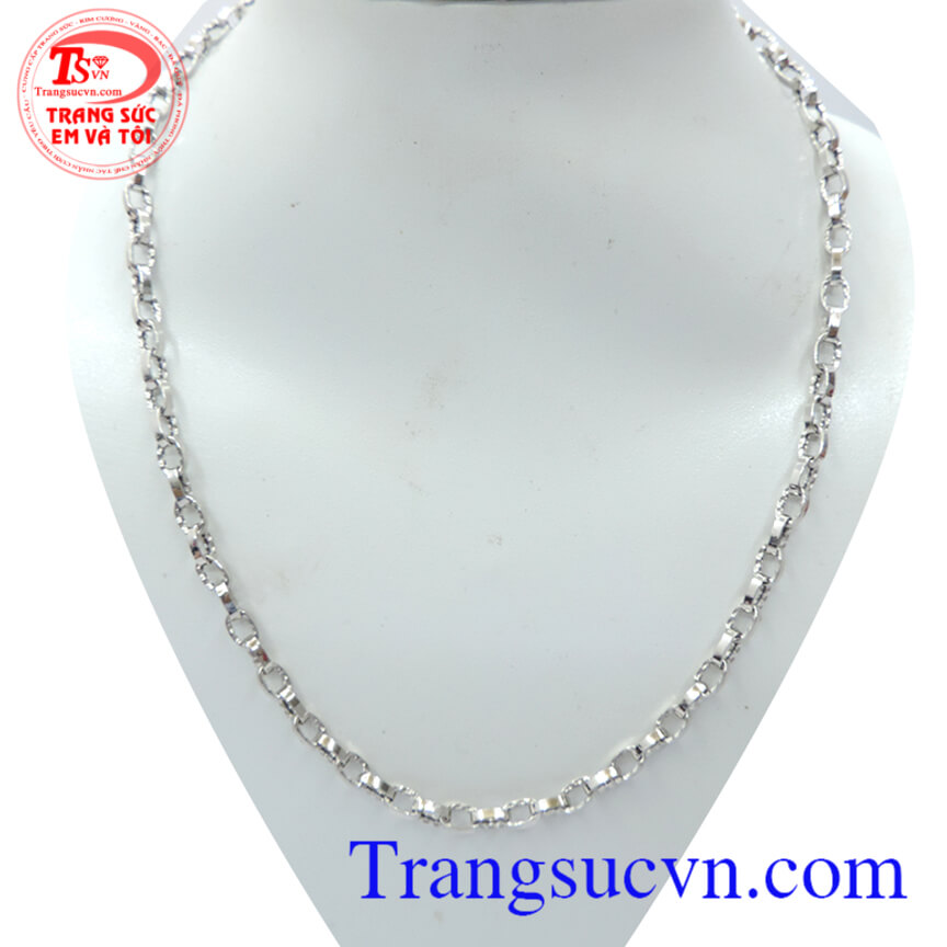 Vòng cổ vàng trắng Italy 18k, Dây chuyền nam Italy