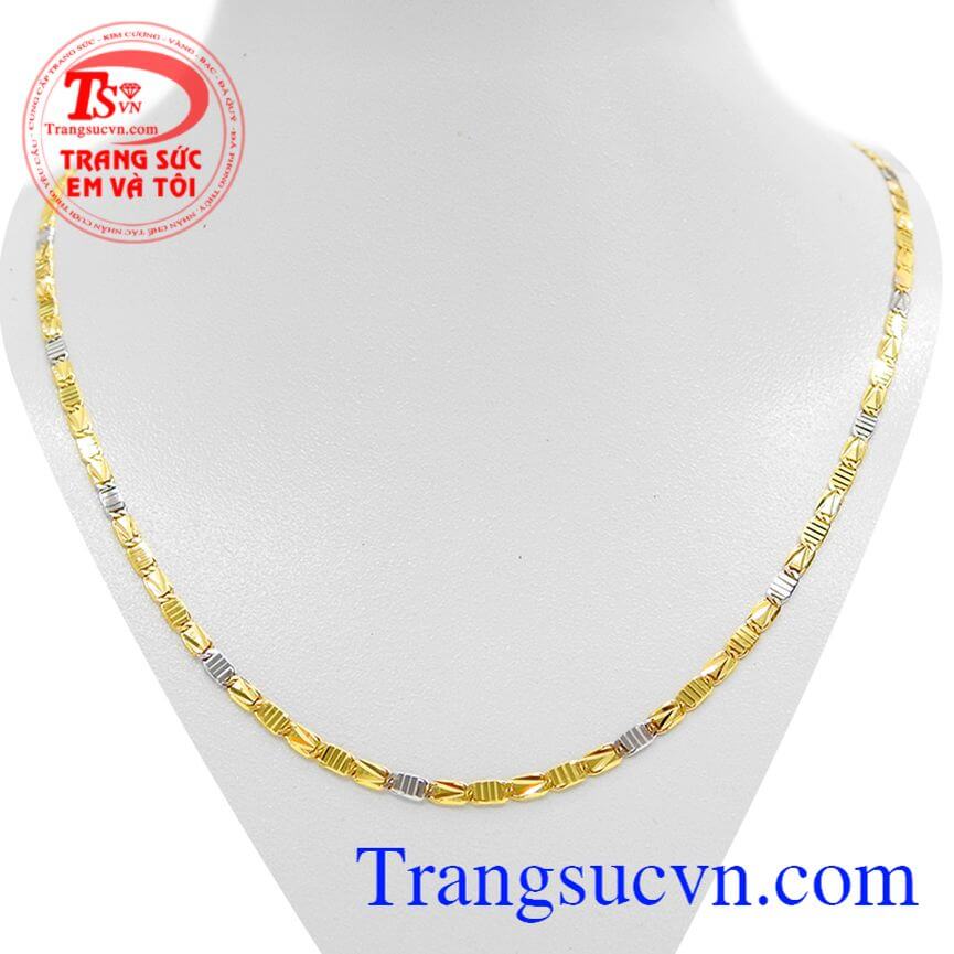 Dây chuyền nữ đẹp, Dây chuyền nữ đẹp tới từng đường nét, Dây chuyền được thiết kế hài hòa giữa vàng màu và vàng trắng