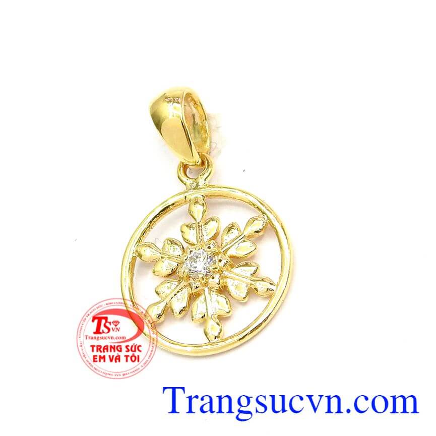 Hoa tuyết may mắn vàng, Mặt dây nữ, Mặt dây vàng sáng bóng.