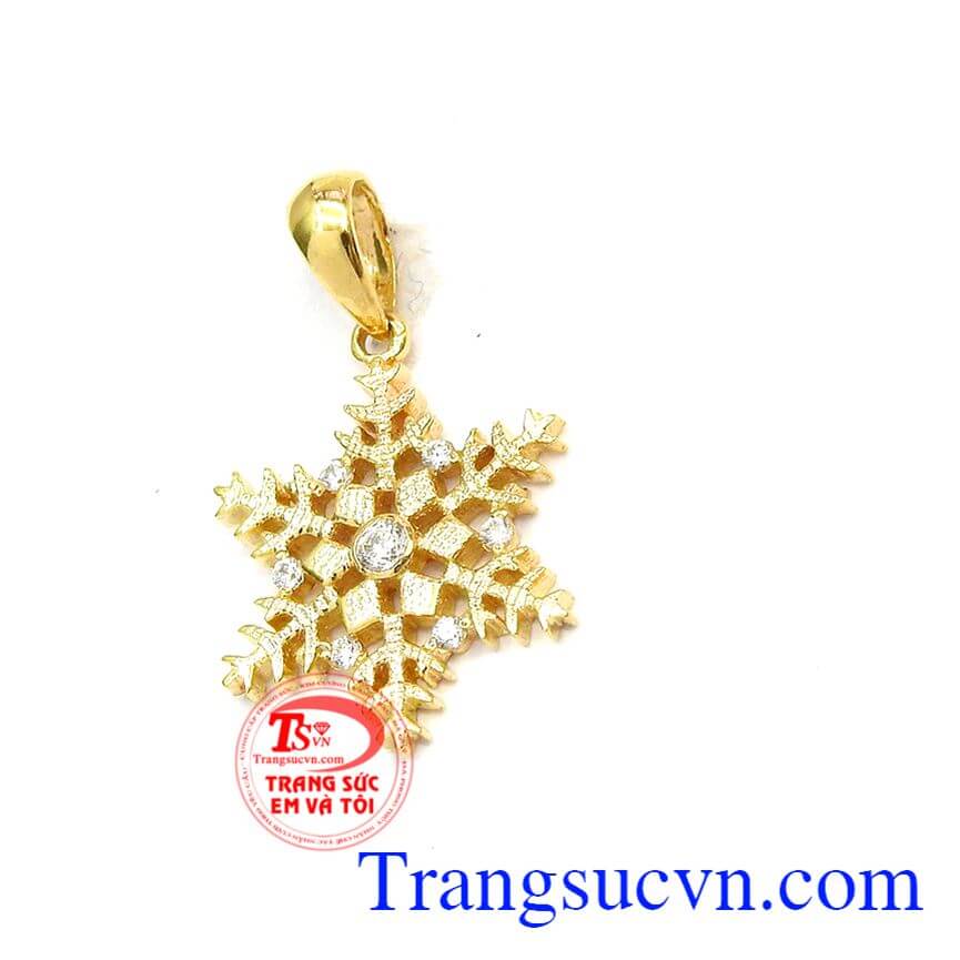 Mặt hoa tuyết may mắn, mặt dây nhỏ xinh, mặt dây vàng tây.