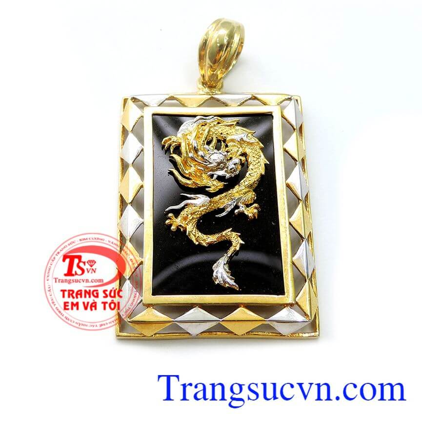 Mặt Rồng, Mặt dây nam hình chữ nhật họa tiết rồng mạnh mẽ dành cho phái mạnh