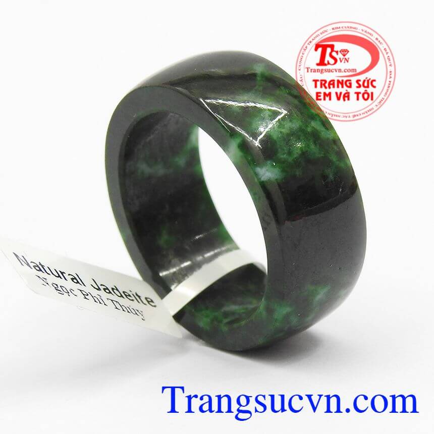 Nhẫn nam ngọc cẩm thạch v&acirc;n xanh, Nhẫn ngọc phỉ th&uacute;y, ngọc thi&ecirc;n nhi&ecirc;n.