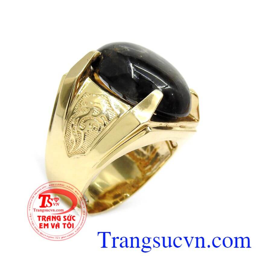 Nhẫn v&agrave;ng nam Sapphire cao cấp, Nhẫn nam đẹp, nhẫn nam 14k sang trọng