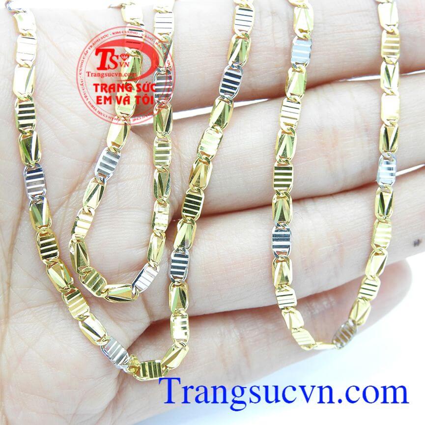 Dây chuyền nữ đẹp, Dây chuyền nữ đẹp tới từng đường nét, Dây chuyền được thiết kế hài hòa giữa vàng màu và vàng trắng