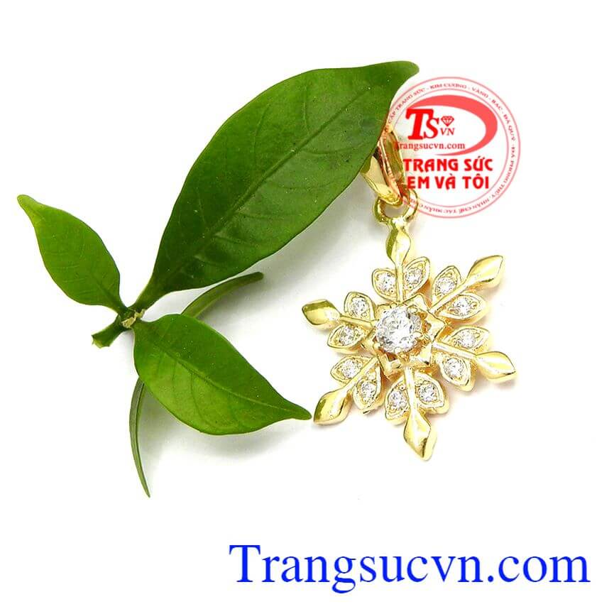 Mặt hoa tuyết đẹp, Mặt dây nữ vàng tây xinh xắn.