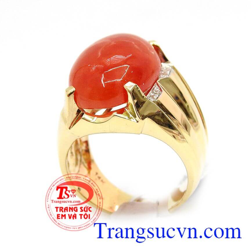 Nhẫn nam thời trang v&agrave;ng 14k, Nhẫn nam ngọc cẩm thạch, nhẫn nam đẳng cấp