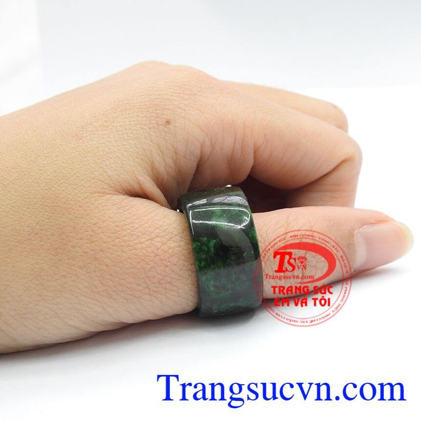 Nhẫn nam ngọc cẩm thạch may mắn, Nhẫn ngọc đẹp, Ngọc phỉ th&uacute;y.