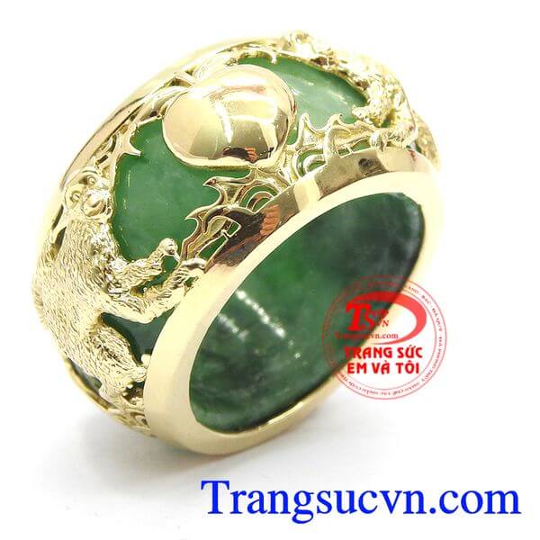 Nhẫn cẩm thạch bọc vàng tuổi thân, nhẫn ngọc cẩm thạch bọc vàng, nhẫn đá quý.