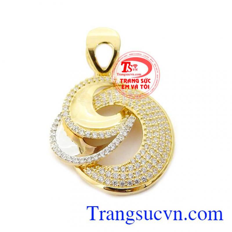 Mặt dây quý cô sành điệu, mặt dây vàng gắn đá kết, mặt dây chuyền nữ. 