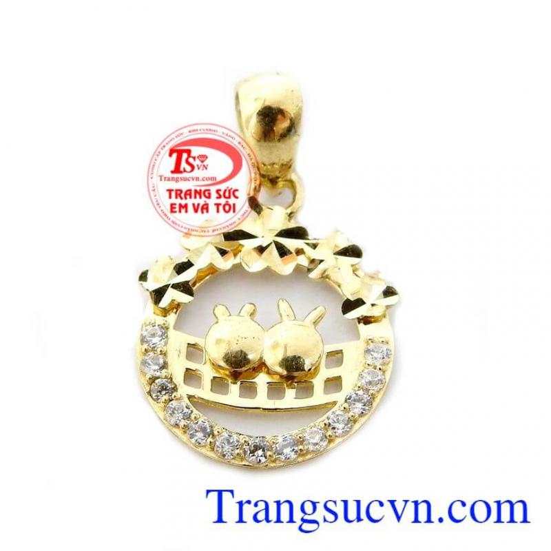 Mặt dây giỏ hoa xinh, mặt dây nữ, mặt dây vàng tây. 