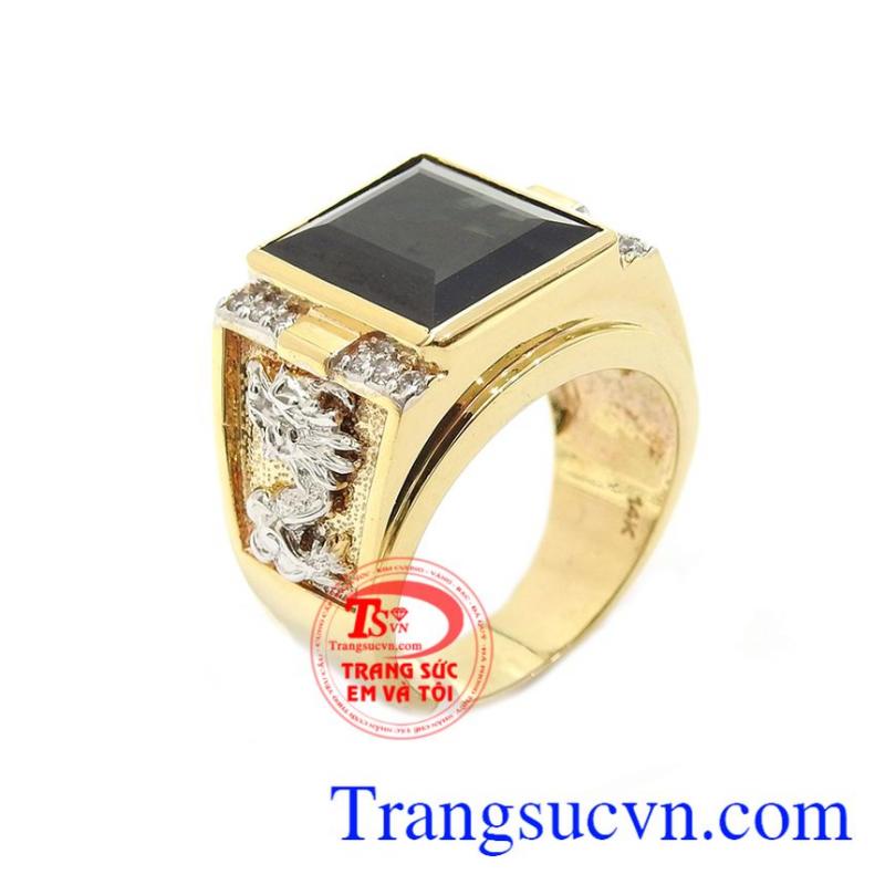 Nhẫn sapphire cao cấp, nhẫn nam v&agrave;ng t&acirc;y, nhẫn nam đẹp. 