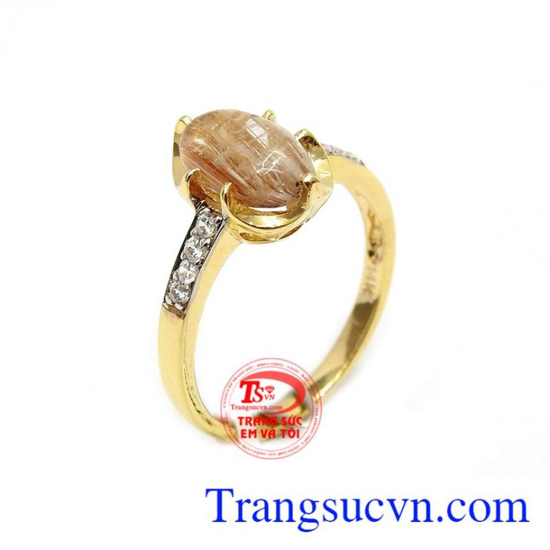 Nhẫn nữ thạch anh tóc nhỏ xinh, nhẫn gắn đá thiên nhiên, nhẫn nữ. 