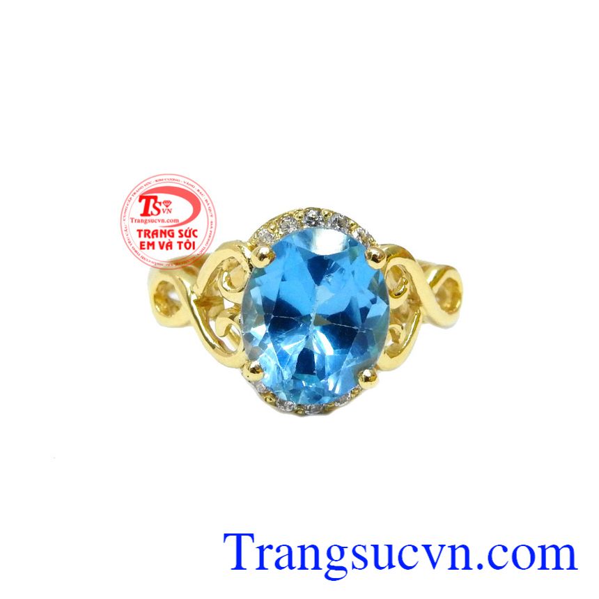 Nhẫn nữ topaz đẹp 14k, nhẫn nữ đá quý, nhẫn vàng tây 14k bền đẹp. 