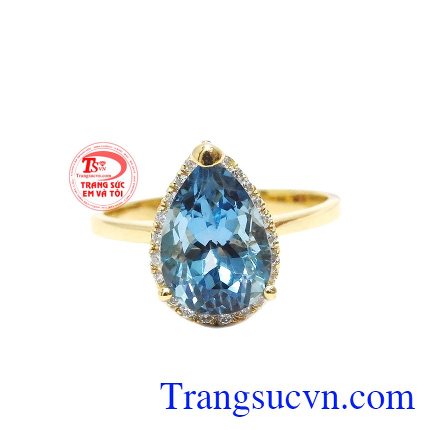Nhẫn nữ topaz quyến rũ, nhẫn nữ đá quý, nhẫn nữ vàng tây bền đẹp.