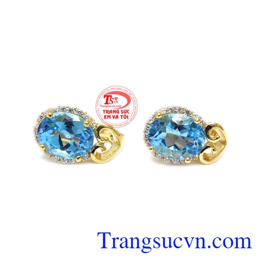 Hoa tai topaz đẹp, hoa tai topaz, hoa tai v&agrave;ng t&acirc;y đ&aacute; qu&yacute; hợp mệnh.