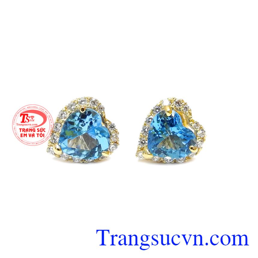 Hoa tai topaz t&igrave;nh y&ecirc;u, hoa tai topaz, trang sức v&agrave;ng gắn đ&aacute; qu&yacute; thi&ecirc;n nhi&ecirc;n