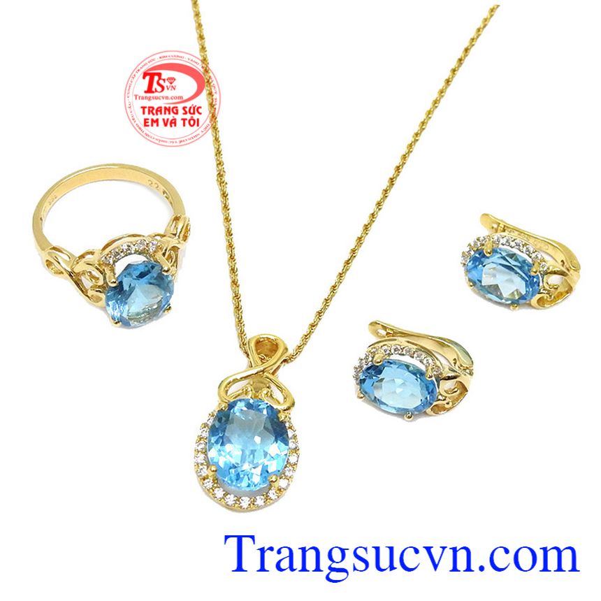 Bộ trang sức nữ topaz đẹp, trang sức bộ, trang sức đá quý sang trọng mang lại sự quý phái cho người dùng. 