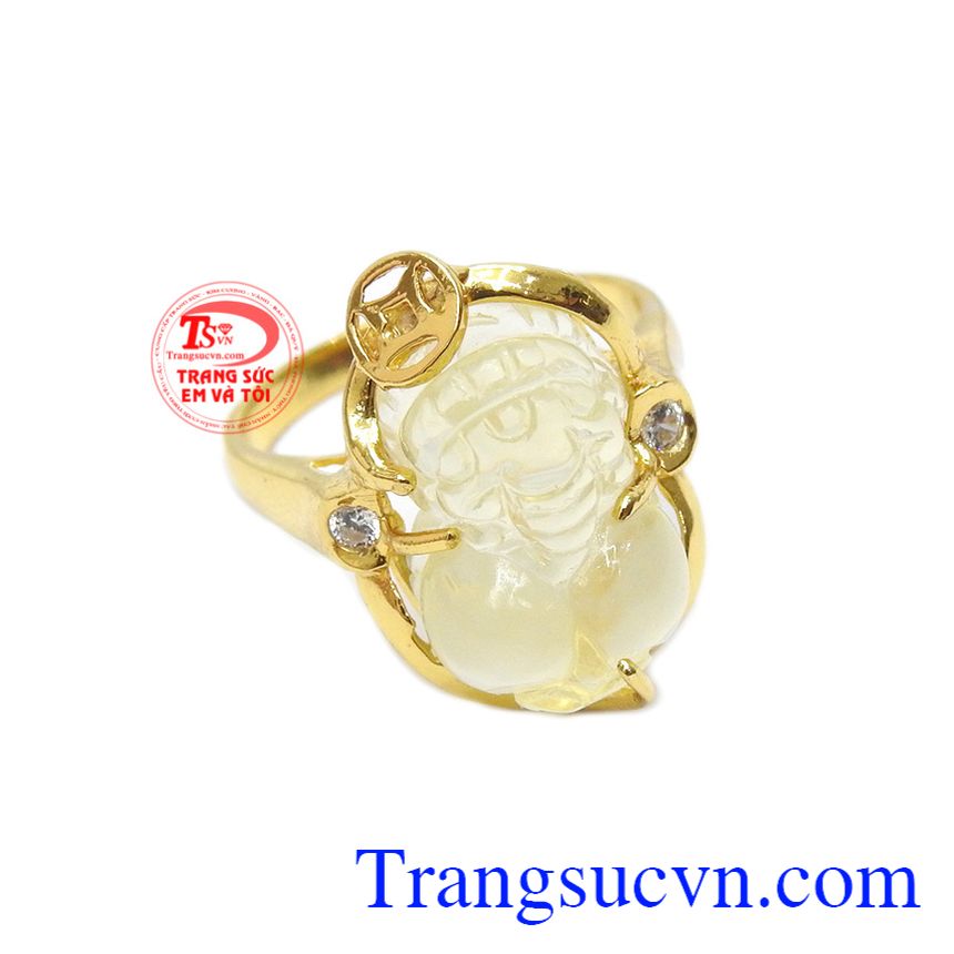 Nhẫn nữ tỳ hưu, tỳ hưu thạch anh v&agrave;ng sang trọng v&agrave; thịnh vượng.