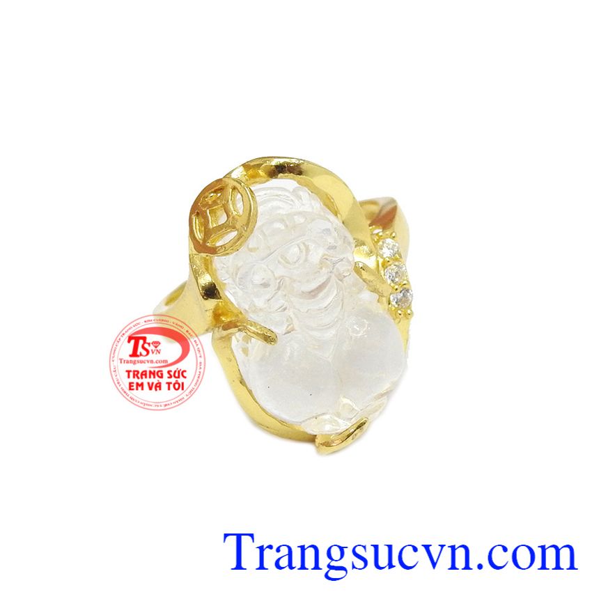 Nhẫn nữ tỳ hưu, nhẫn thạch anh trắng tỳ hưu đẹp, trang sức hợp mệnh