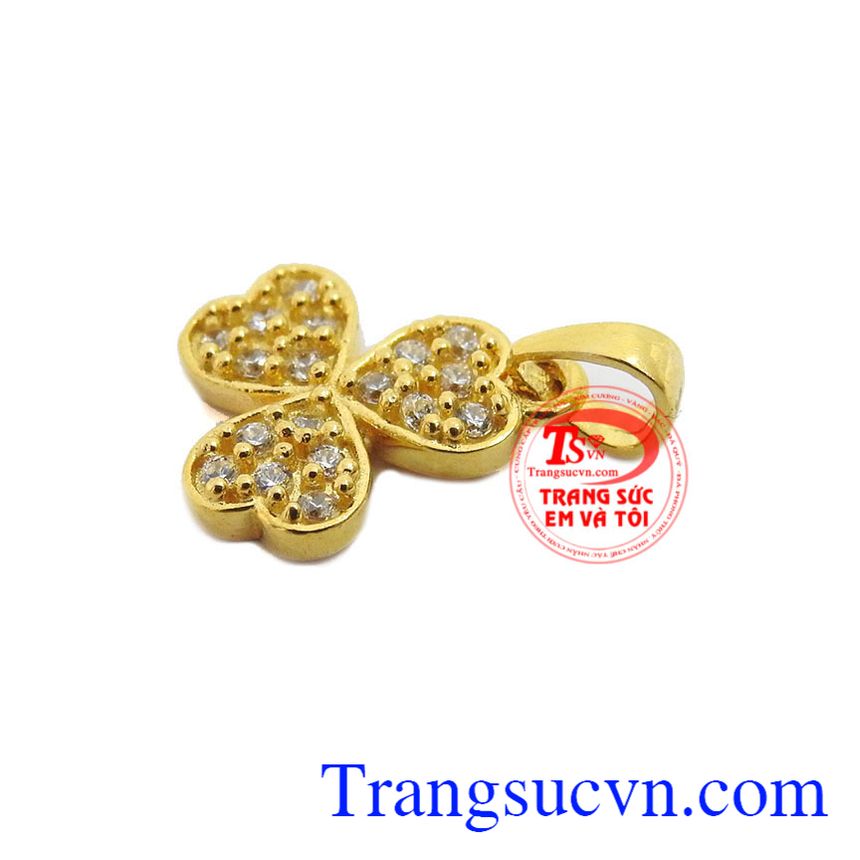 Mặt dây chuyền đẹp, mặt dây chuyền vàng tây xinh xắn, cỏ 3 lá may mắn
