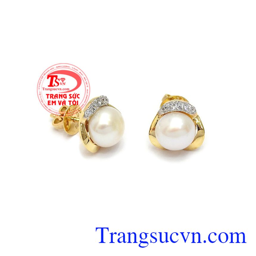 Hoa tai vàng tây, hoa tai ngọc trai đẹp, hoa tai ngọc trai sang trọng