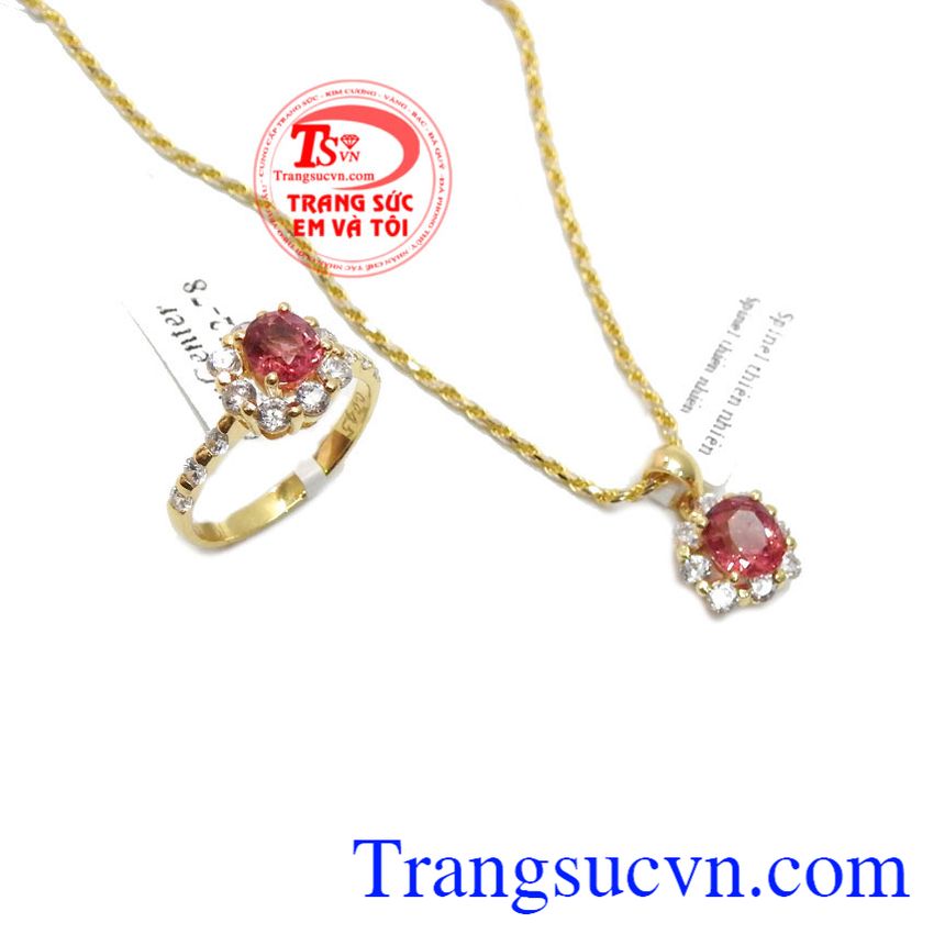 Bộ dây chuyền spinel tự nhiên, trang sức bộ, bộ dây chuyền nữ Bộ dây chuyền spinel tự nhiên, trang sức bộ, bộ dây chuyền nữ