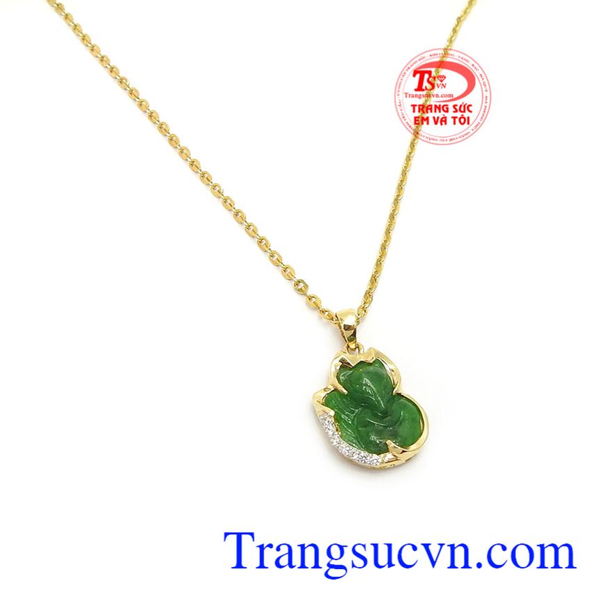 Bộ dây hồ ly ngọc cẩm thạch xanh, bộ dây chuyền vàng, mặt dây vàng đá quý Bộ dây hồ ly ngọc cẩm thạch xanh, bộ dây chuyền vàng, mặt dây vàng đá quý