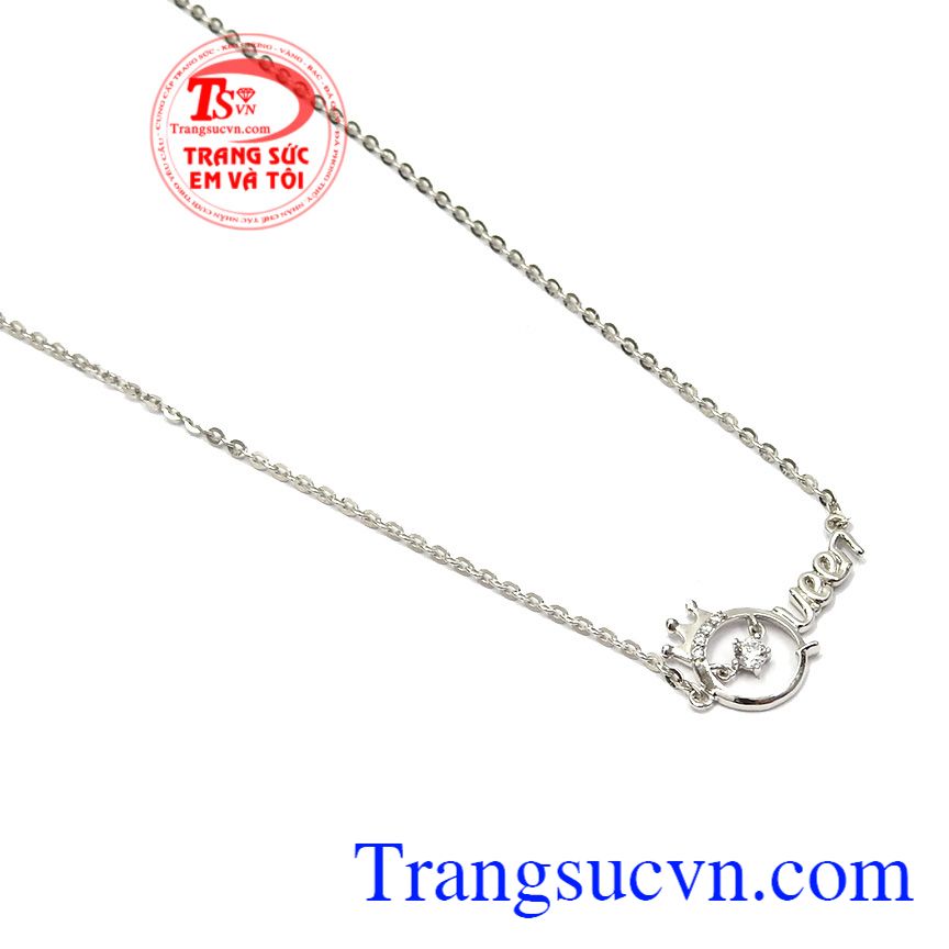 Bộ dây vàng trắng chữ Queen,Dây chuyền nữ,Trang sức vàng Bộ dây vàng trắng chữ Queen,Dây chuyền nữ,Trang sức vàng