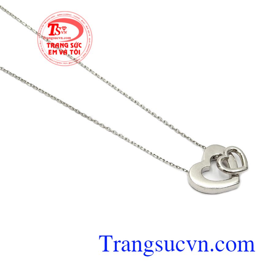 Bộ dây vàng trắng trái tim lồng nhau,Trang sức nữ,Trang sức vàng Bộ dây vàng trắng trái tim lồng nhau,Trang sức nữ,Trang sức vàng