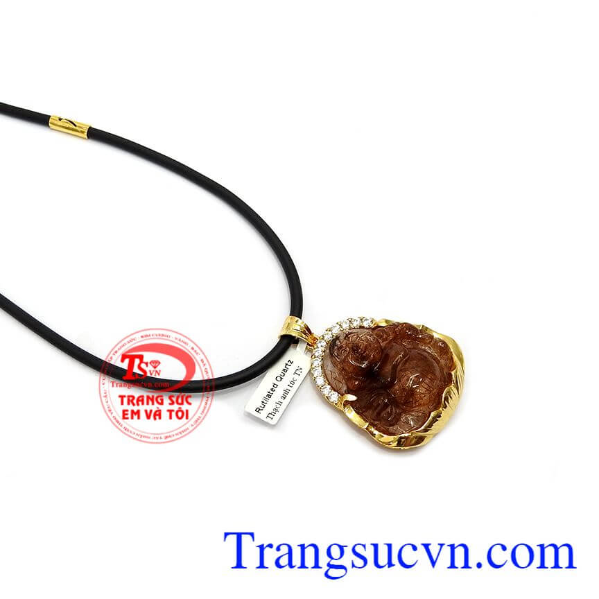 Bộ trang sức Di lặc thạch anh tóc thiên nhiên, bộ trang sức nam đẹp, bộ trang sức vàng tây Bộ trang sức Di lặc thạch anh tóc thiên nhiên, bộ trang sức nam đẹp, bộ trang sức vàng tây