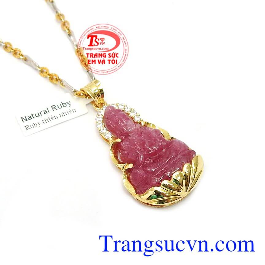 Bộ trang sức phật Quan âm ruby an bình, bộ dây vàng tây, trang sức bộ Bộ trang sức phật Quan âm ruby an bình, bộ dây vàng tây, trang sức bộ