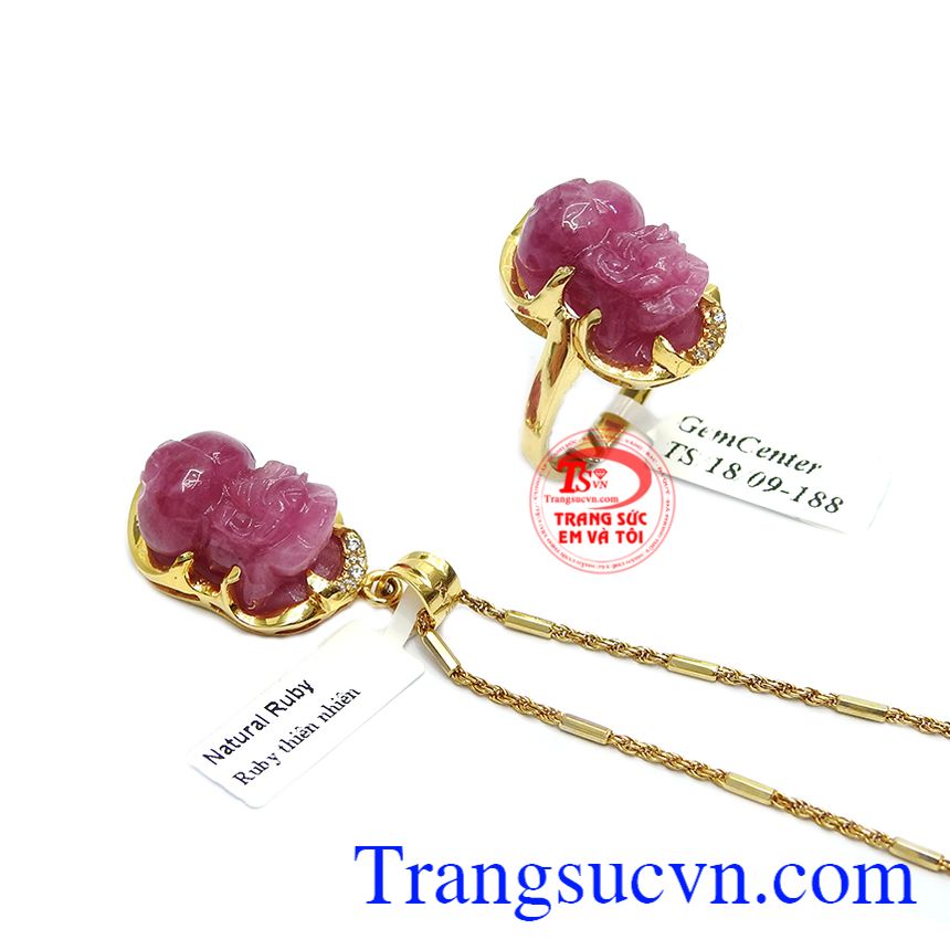 Bộ trang sức ruby tỳ hưu tinh tế, mặt dây vàng đá quý, bộ trang sức đẹp Bộ trang sức ruby tỳ hưu tinh tế, mặt dây vàng đá quý, bộ trang sức đẹp