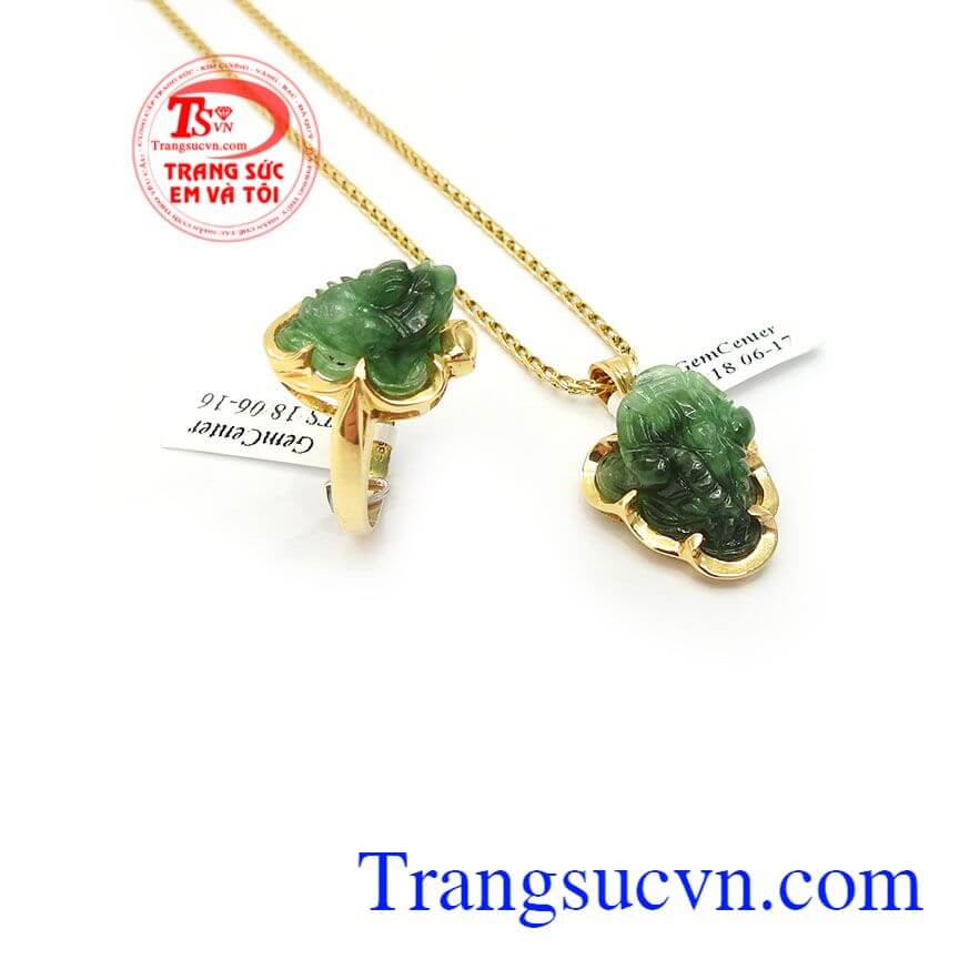 Bộ Trang Sức Thiềm Thừ Bình An, trang sức bộ, mặt dây vàng đá quý Bộ Trang Sức Thiềm Thừ Bình An, trang sức bộ, mặt dây vàng đá quý