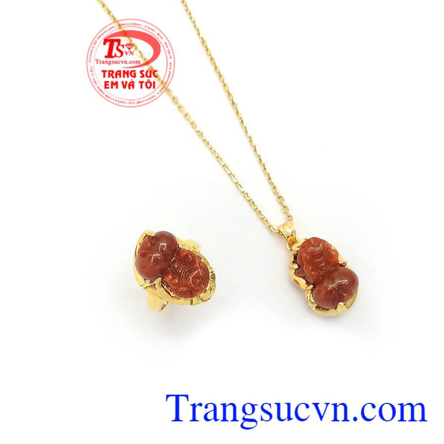 Bộ Trang Sức Tỳ Hưu Phát Tài, trang sức bộ, mặt dây đá quý