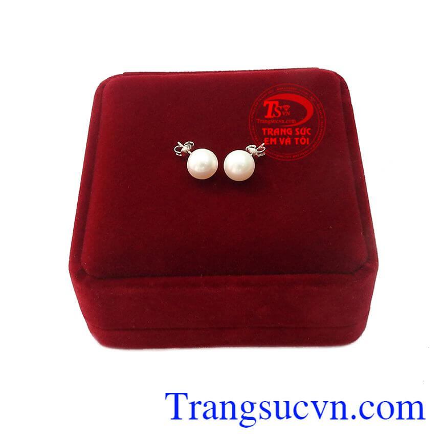 Bông tai ngọc trai quý phái,Hoa tai ngọc trai,Trang sức vàng