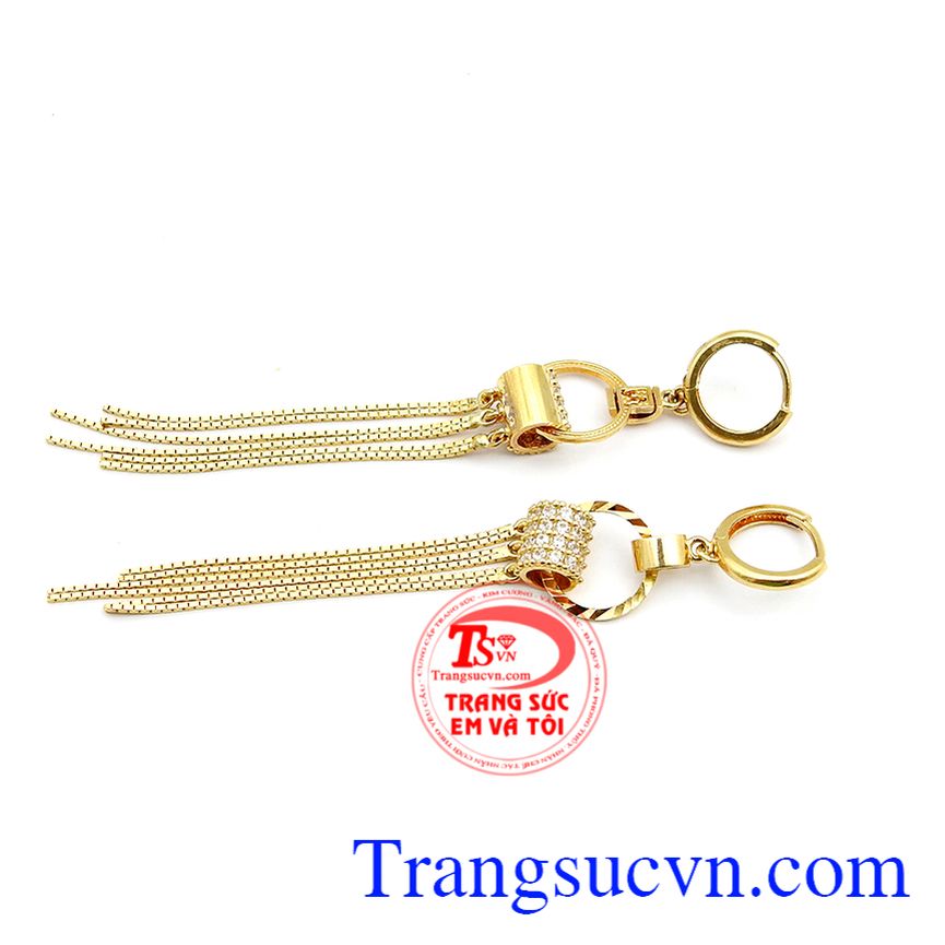 Bông tai nữ cá tính,Hoa tai vàng đá quý,Trang sức vàng