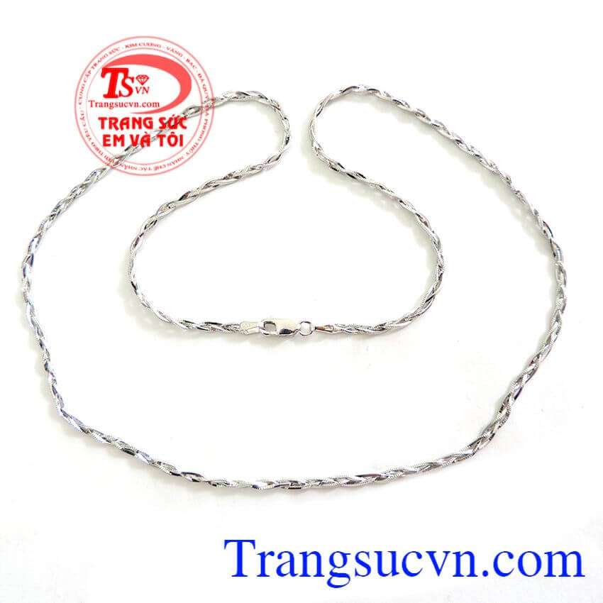 Dây chuyền 18k trắng bện 3,Dây chuyền vàng,Trang sức nữ